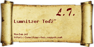 Lumnitzer Teó névjegykártya